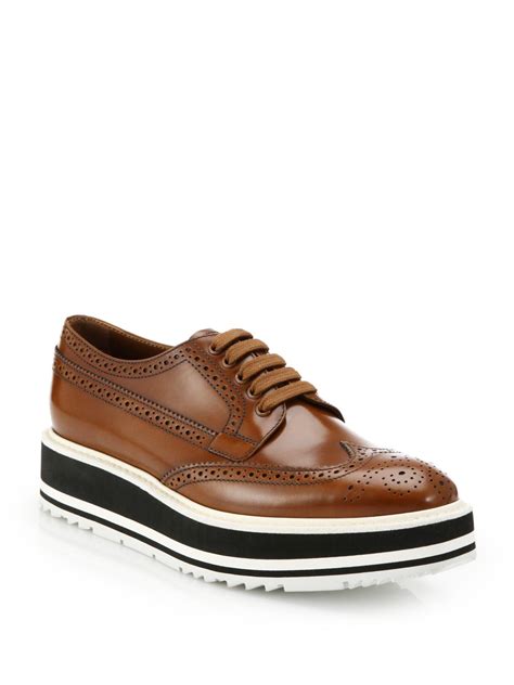 prada brogue leather platform oxfords|prada brogue leather shoes.